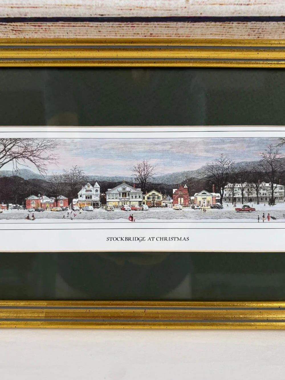 StockBridge At Christmas Norman Rockwell Small Gold Frame Print